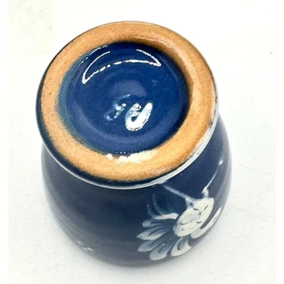 Vintage A. Bulle Dubuis Bosshard Mid-Century Blue "Peacock/Floral" Cup Vase - Picture 4 of 8